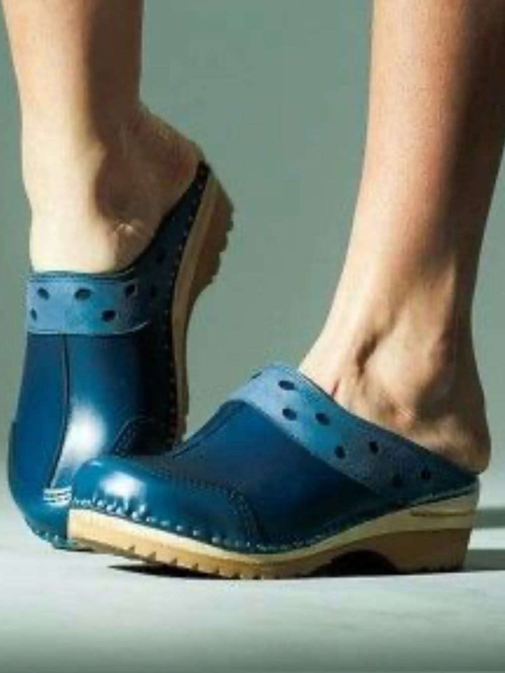 Troentorp Durer Clogs, leather and suede, wood and PU sole, Swedish Clogs